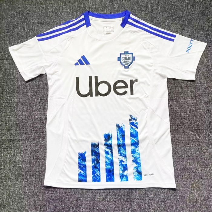 24/25 Como Away White Blue Jersey Version Short Sleeve-8560494