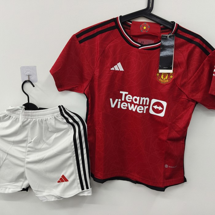 STOCK CLEARANCE [SIZE 22] 23/24 Manchester United M-U Home Red Jersey Kit short sleeve (Shirt + Short)-2842703