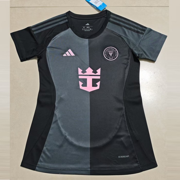 25/26 Miami Away Black Gray Women Jersey Version Short Sleeve-3383230