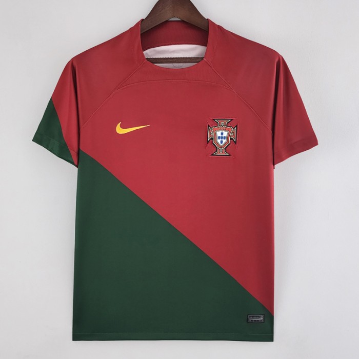 STOCK CLEARANCE [SIZE M] 2022 Portugal Home Red Green Women Jersey Kit short sleeve-6771435