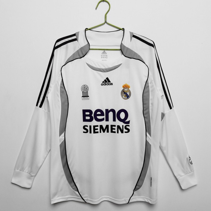 Retro 06/07 Real Madrid Home White Gray Jersey Version Long Sleeve-6750528