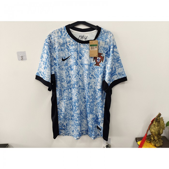 STOCK CLEARANCE [SIZE XL] 2024 Portugal Away Blue White Jersey Version Short Sleeve-2597407