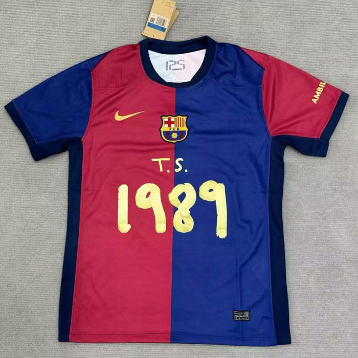 24/25 Barcelona Home X Travis Scott Red Navy Blue Jersey Kit short sleeve-4699891