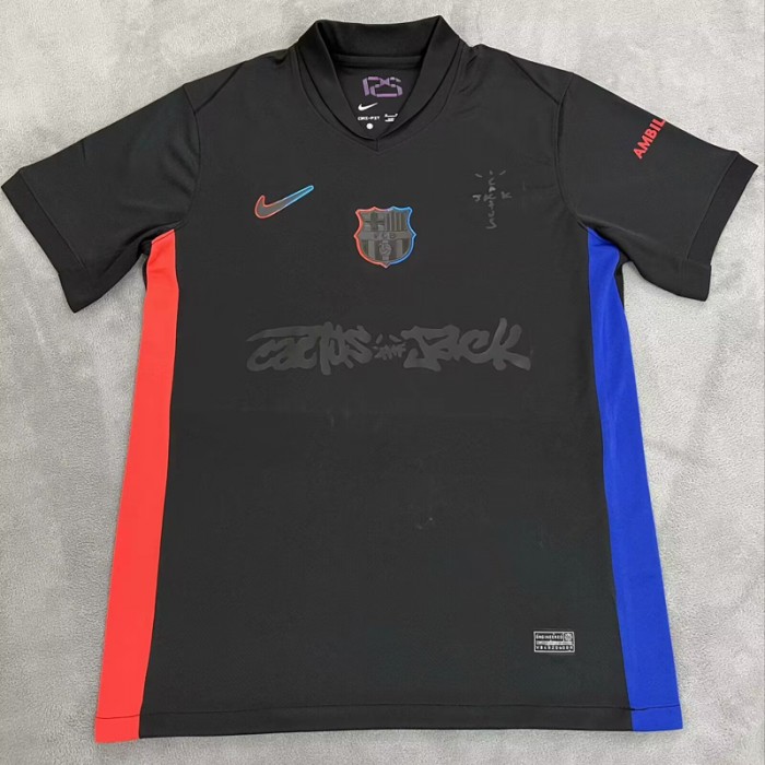 24/25 Barcelona Away X Travis Scott Red Navy Blue Jersey Kit short sleeve-1259742