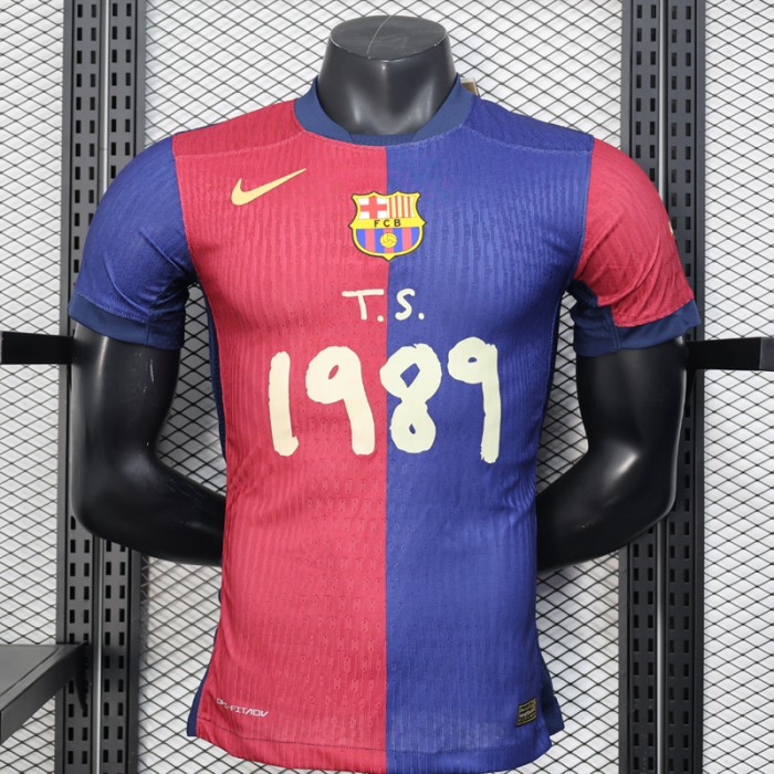 24/25 Barcelona Home X Travis Scott Red Navy Blue Jersey Kit short sleeve (Player Version)-9529938