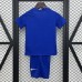 Retro 08/09 Kids Manchester United M-U Away Blue Kids Jersey Kit Short Sleeve (Shirt + Short)-3468666