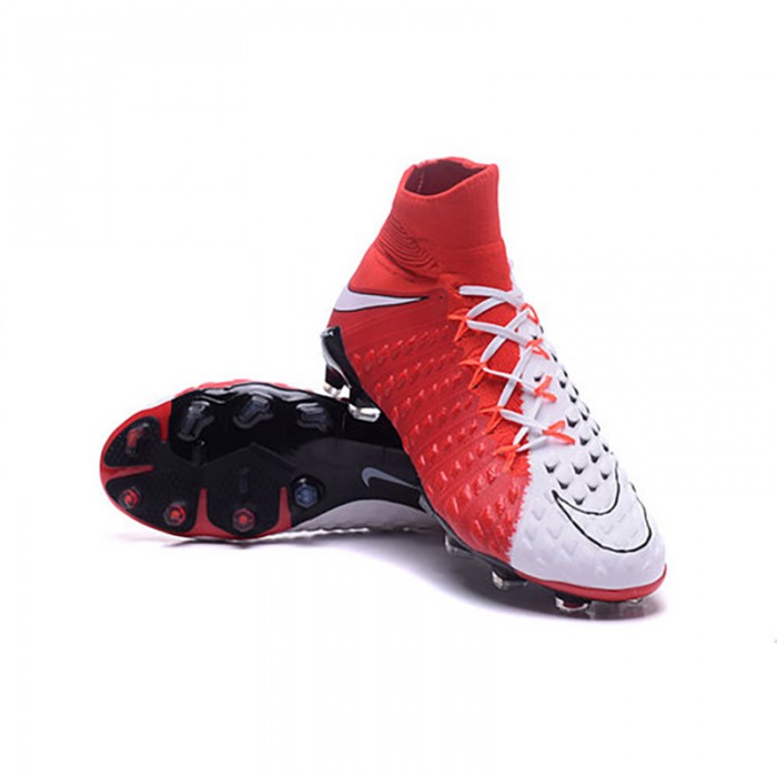 Hypervenom Phantom III DF FG Soccer Shoes-Red/White-826230