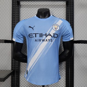 25/26 Manchester City Home Blue White Jersey Kit Short Sleeve (Player Version)-1244720