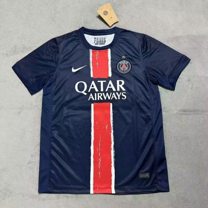 24/25 Paris Saint-Germain PSG Home Champions of Europe Navy Blue Jersey Version Short Sleeve-9827280