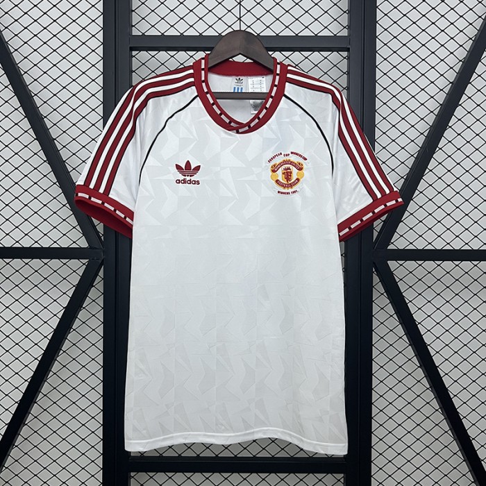 Retro 1991 Manchester United M-U Away White Jersey Version Short Sleeve-2089451
