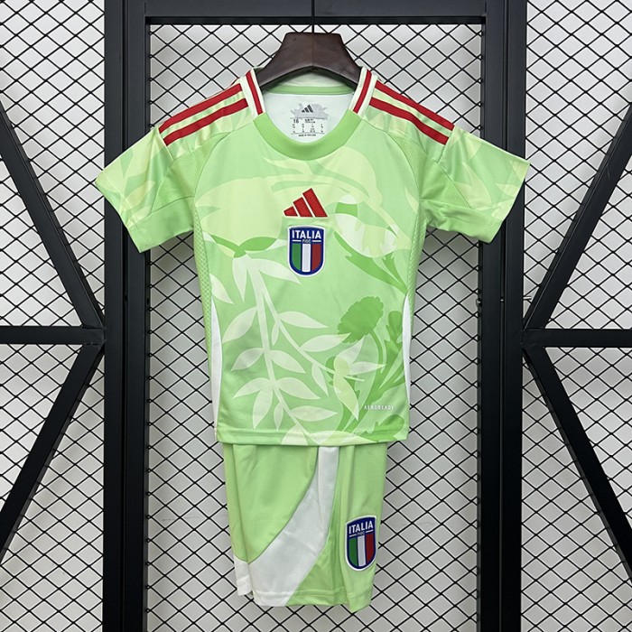 2025 Kids Italy Away Green Kids Jersey Kit Short Sleeve (Shirt + Short)-906765