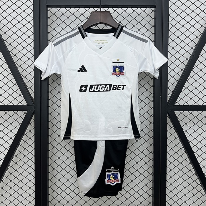 25/26 kids Colo Colo Home White Black Kids Jersey Kit Short Sleeve (Shirt + Short)-2808677