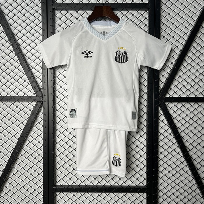 25/26 Kids Santos Laguna Home White Kids Jersey Kit Short Sleeve (Shirt + Short)-7459920