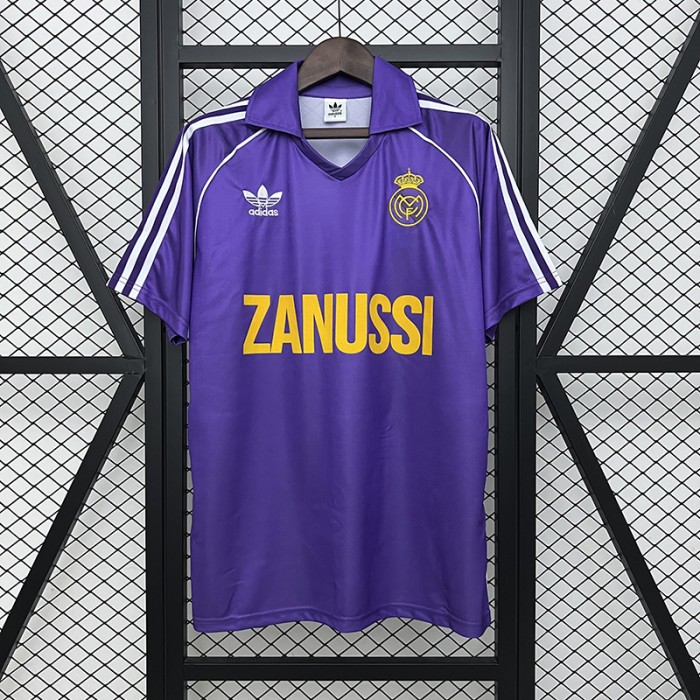 Retro 84/85 Real Madrid Away Purple Jersey Version Short Sleeve-7331678