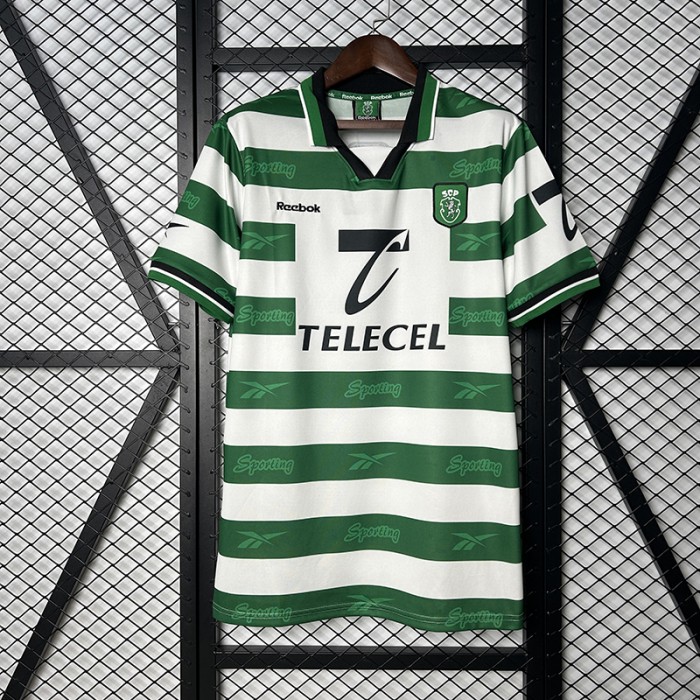 Retro 99/00 Lisbon Home Green White Jersey Version Short Sleeve-2547526