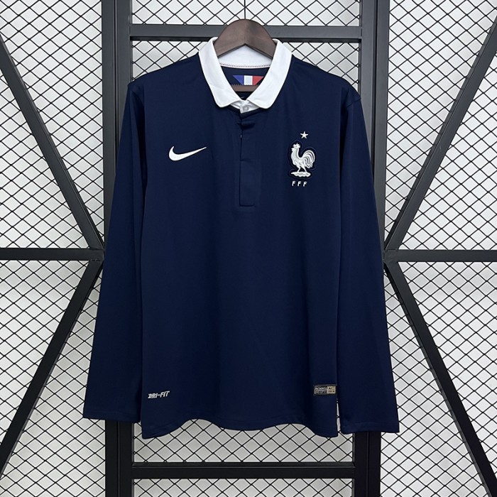 Retro 2014 France Home Navy Blue Jersey Version Long Sleeve-6822469