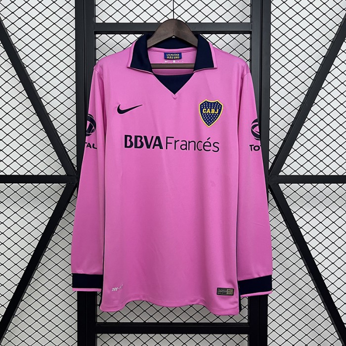 Retro 13/14 Boca Juniors Away Pink Jersey Version Long Sleeve-6257769