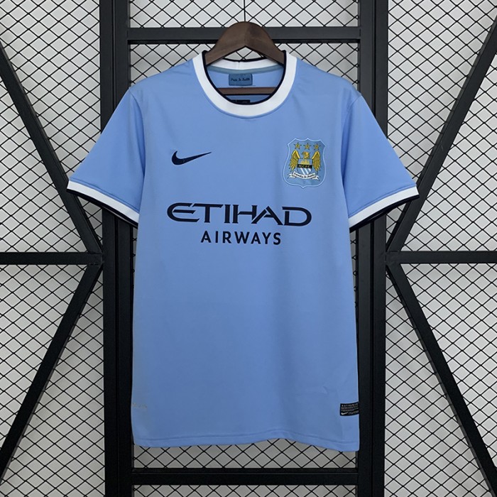 Retro 13/14 Manchester City Home Blue Jersey Version Short Sleeve-9050007