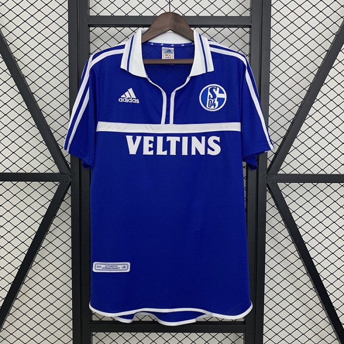 Retro 01/02 Schalke 04 Home Blue Jersey Version Short Sleeve-6970109