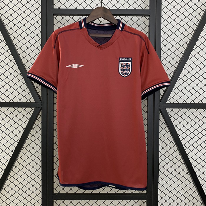 Retro 2002 England Away Red Jersey Version Short Sleeve-1957987