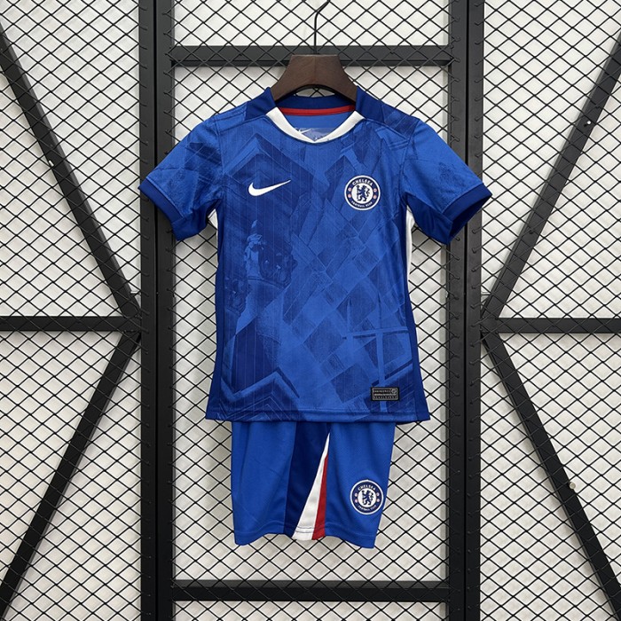 25/26 Kids Chelsea Home Kids Blue Jersey Version Short Sleeve-2609478
