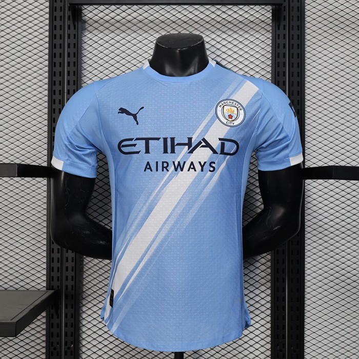 25/26 Manchester City Home Blue Jersey Version Short Sleeve (Player Version)-8773265
