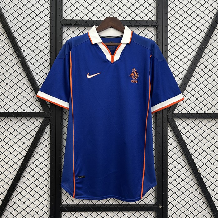 Retro 1998 Netherlands Home Blue Jersey Version Short Sleeve-7199272