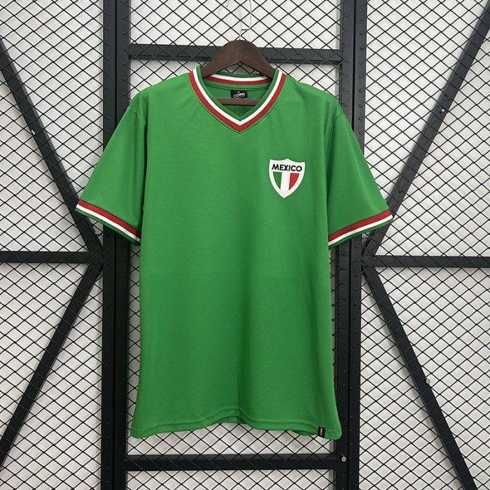 Retro 1970 Mexico Home Green Jersey Version Short Sleeve-6542941