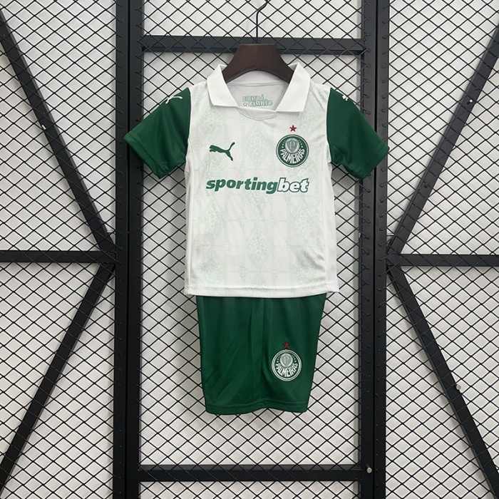 25/26 Kids Palmeiras Away White Green Jersey Kit Short Sleeve (Shirt + Short)-4169446