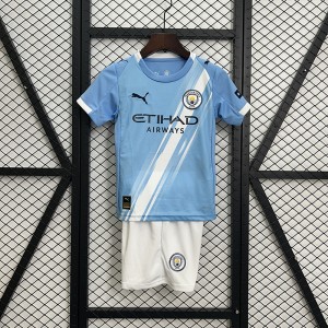 25/26 Kids Manchester City Home Blue Jersey Kit Short Sleeve (Shirt + Short)-2239390