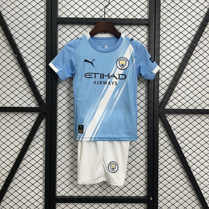 25/26 Kids Manchester City Home Blue Jersey Kit Short Sleeve (Shirt + Short)-2239390