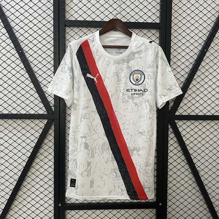 25/26 Manchester City Away White Gray Jersey Version Short Sleeve-9807364