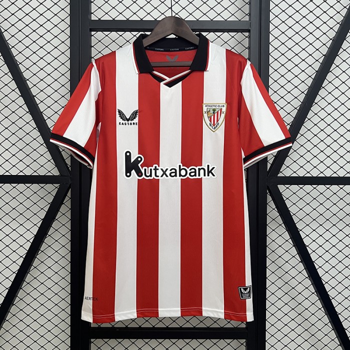 25/26 Athletic Bilbao Home Red White Jersey Version Short Sleeve-9886361
