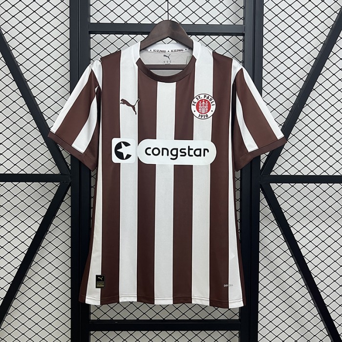 25/26 St. Pauli Home White Brown Jersey Version Short Sleeve-3256904