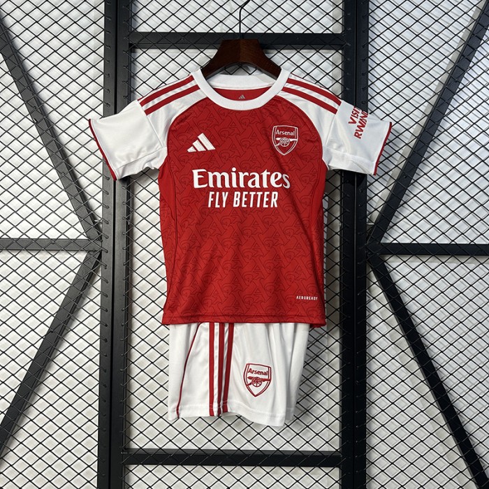 25/26 Kids Arsenal Home Red White Kids Jersey Kit Short Sleeve (Shirt + Short)-5166894