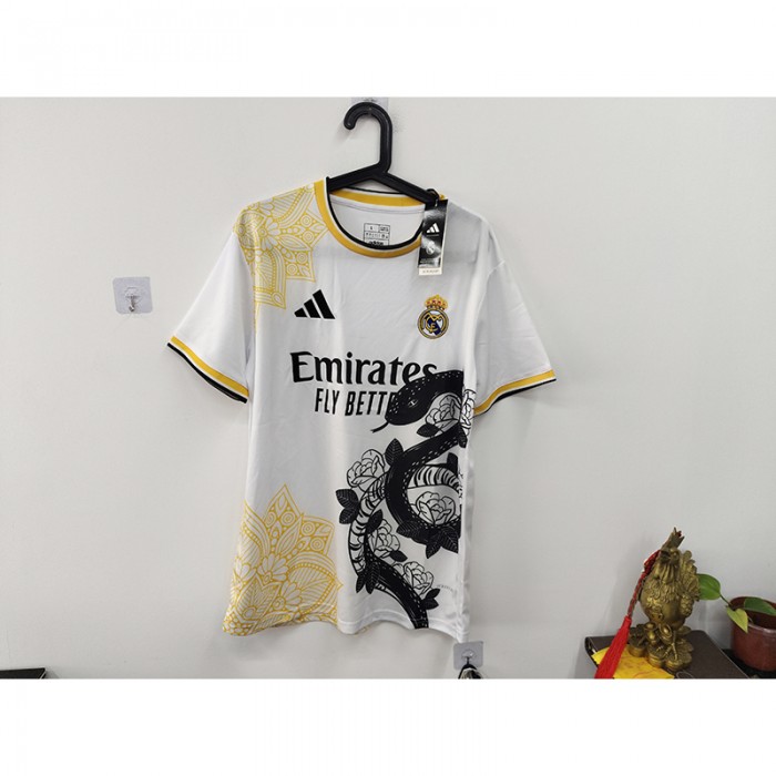 STOCK CLEARANCE [SIZE L] 24/25 Real Madrid Special Edition White Yellow Jersey Version Short Sleeve-7077206