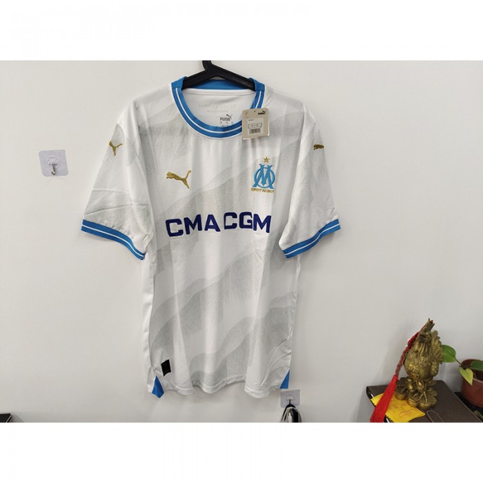 STOCK CLEARANCE [SIZE XL] 23/24 Marseille Home White Jersey Version Short Sleeve-9951736