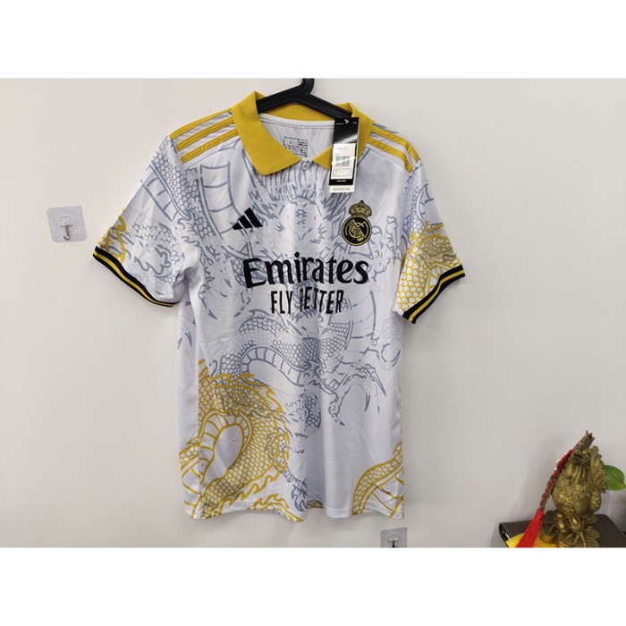 STOCK CLEARANCE [SIZE L] 24/25 Real Madrid Special Edition White Yellow Jersey Version Short Sleeve-8752048