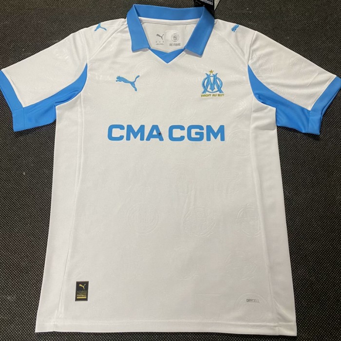 25/26 Marseille Home White Blue Jersey Version Short Sleeve-1935270