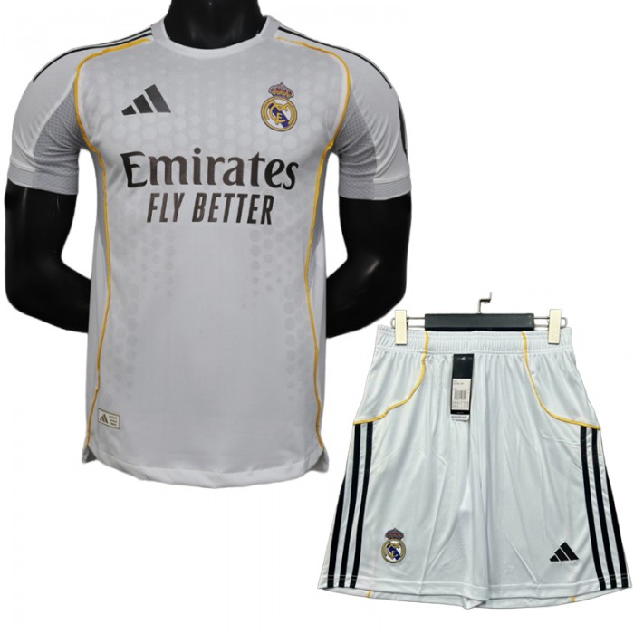 25/26 Real Madrid Home White Jersey Kit Short Sleeve (Shirt + Short) (Player Version)-8943010