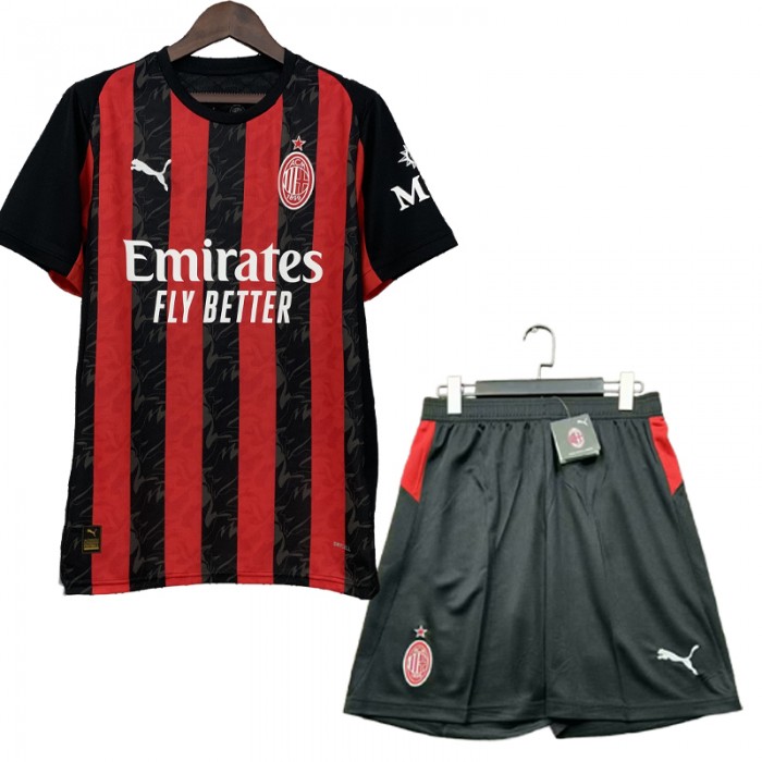 25/26 AC Milan Home Black Red Jersey Kit Short Sleeve (Shirt + Short)-7713070