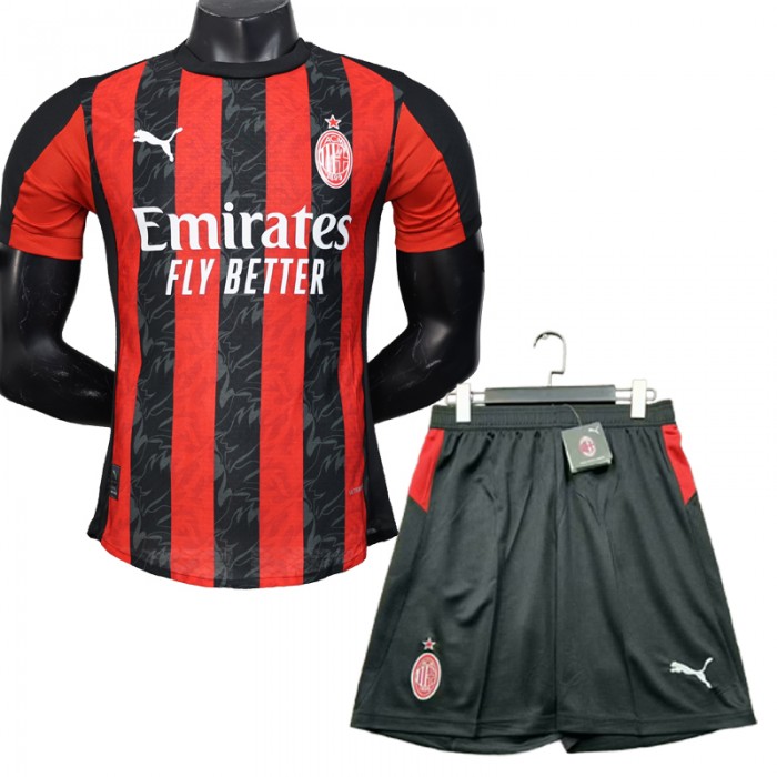 25/26 AC Milan Home Black Red Jersey Kit Short Sleeve (Shirt + Short) (Player Version)-3644814