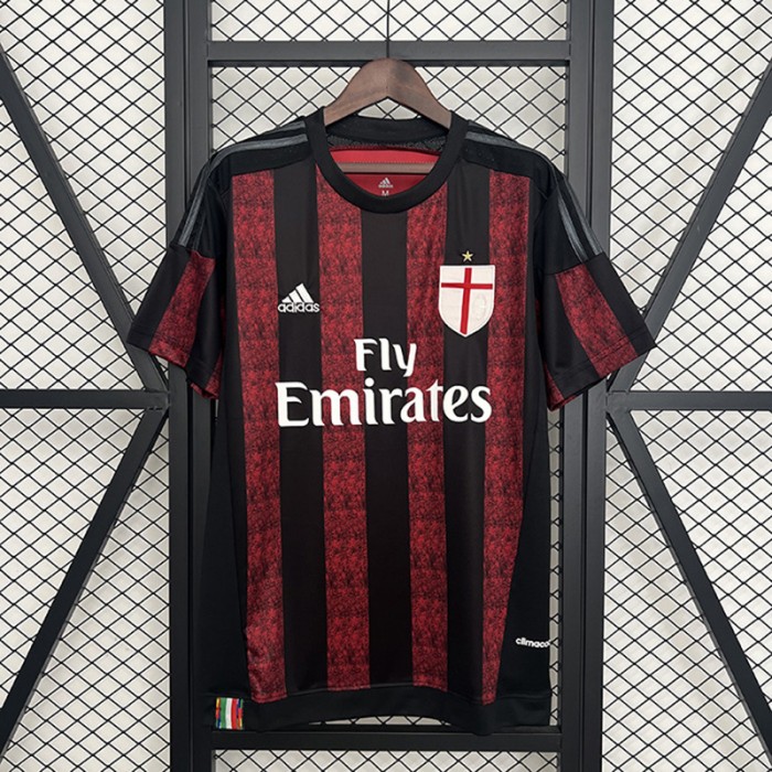 Retro 15/16 AC Milan Home Black Red Jersey Version Short Sleeve-4792768