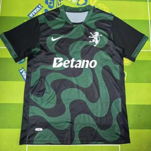 25/26 Lisbon Away Green Black Jersey Version Short Sleeve-7383040