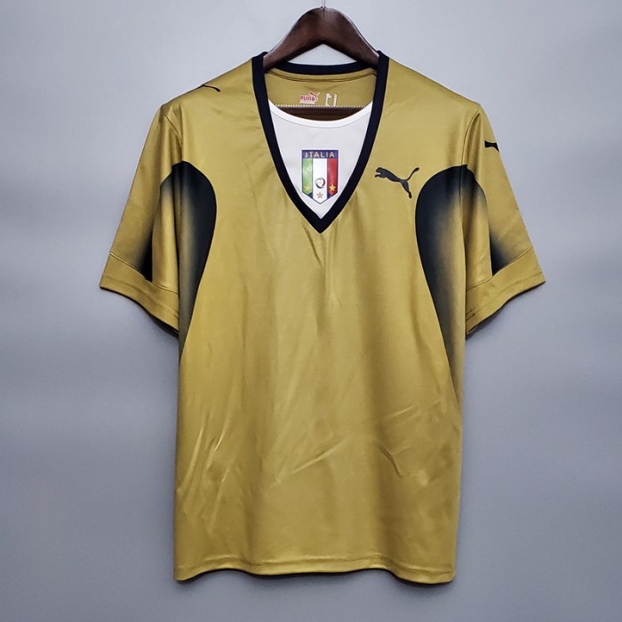 Retro 2006 Italy Golden Jersey Version Short Sleeve-9811090