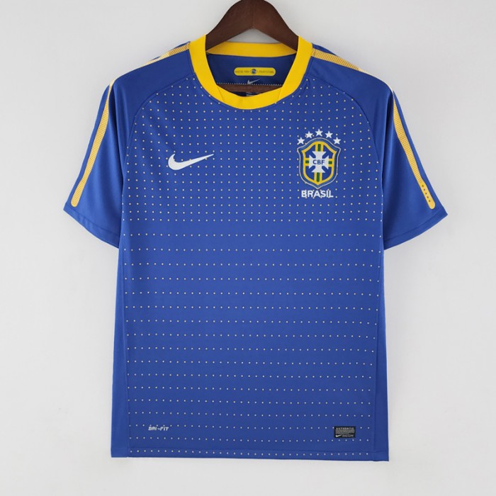 Retro 2010 Brazil Away Blue Jersey Version Short Sleeve-7055774