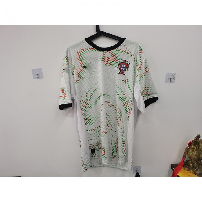STOCK CLEARANCE [SIZE XL] 2025 Portugal Away White Green Jersey Version Short Sleeve-3442843