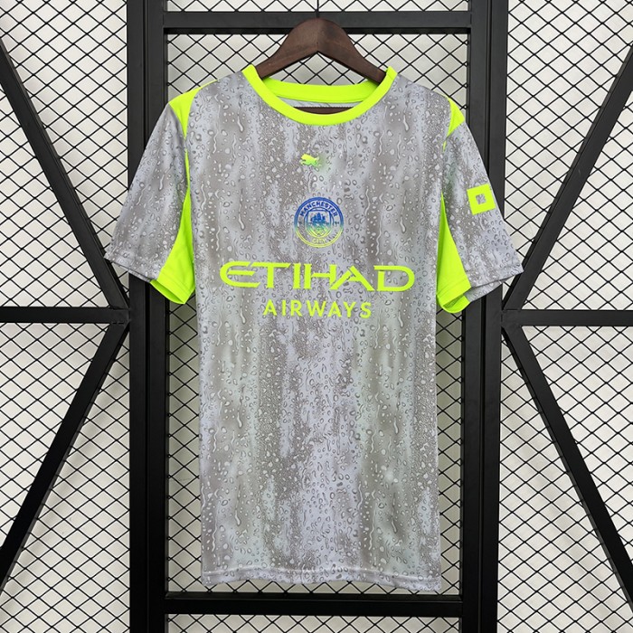 25/26 Manchester City Third Away Gray Green Jersey Version Short Sleeve-387607
