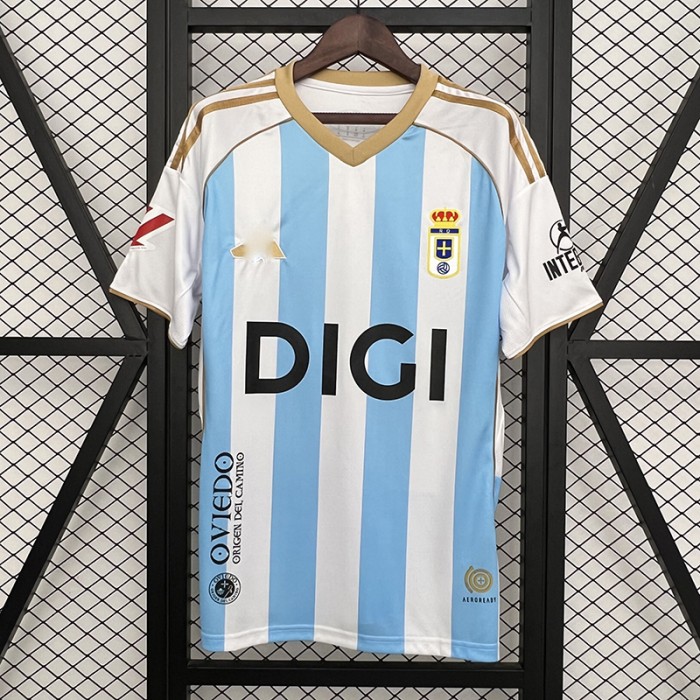 25/26 Real Oviedo Third Away White Blue Jersey Version Short Sleeve-440164