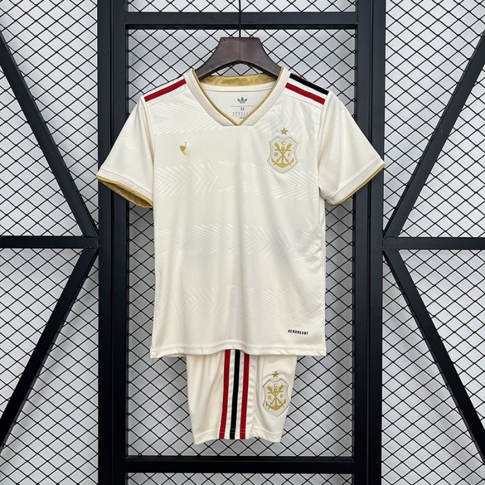 25/26 Kids Flamengo Third Away White Kids Jersey Kit Short Sleeve (Shirt + Short)-6554269